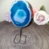 Agaat blauw- schijfje op voet - 50 gram