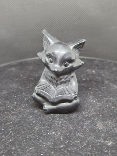 obsediaan_vosjemetboekje_spiritsoflife Obsidiaan - Vos met boekje - 65 Gram