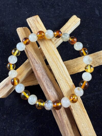 Citrien met Amber_kogelarmband_6mm_spiritsoflife Powerarmband Citrien met Amber - 6 mm