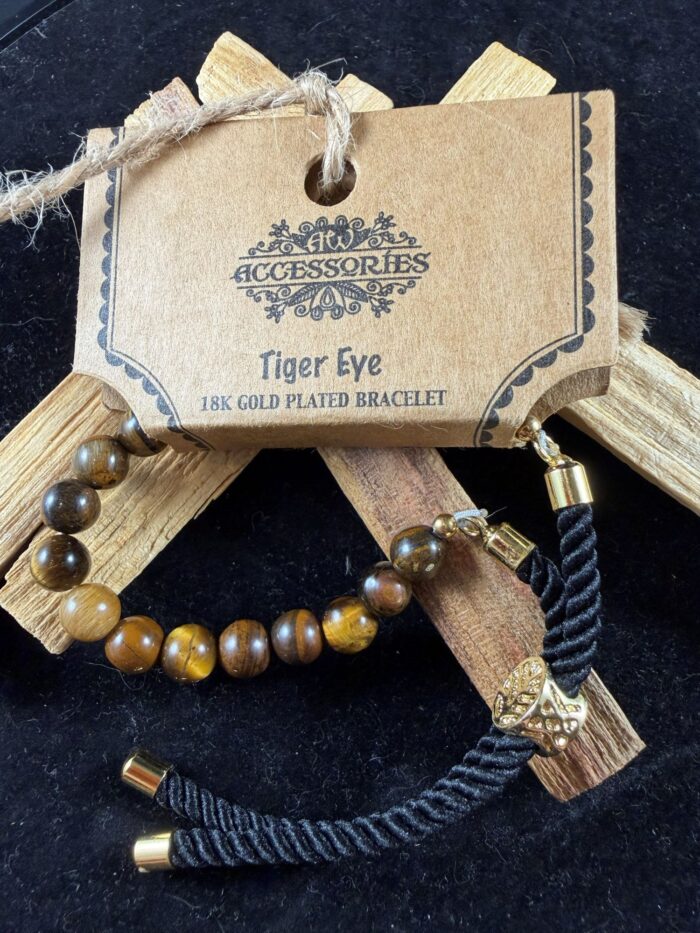 Trekkoord armband Tijgeroog met s925 zilver sluiting - 6 mm